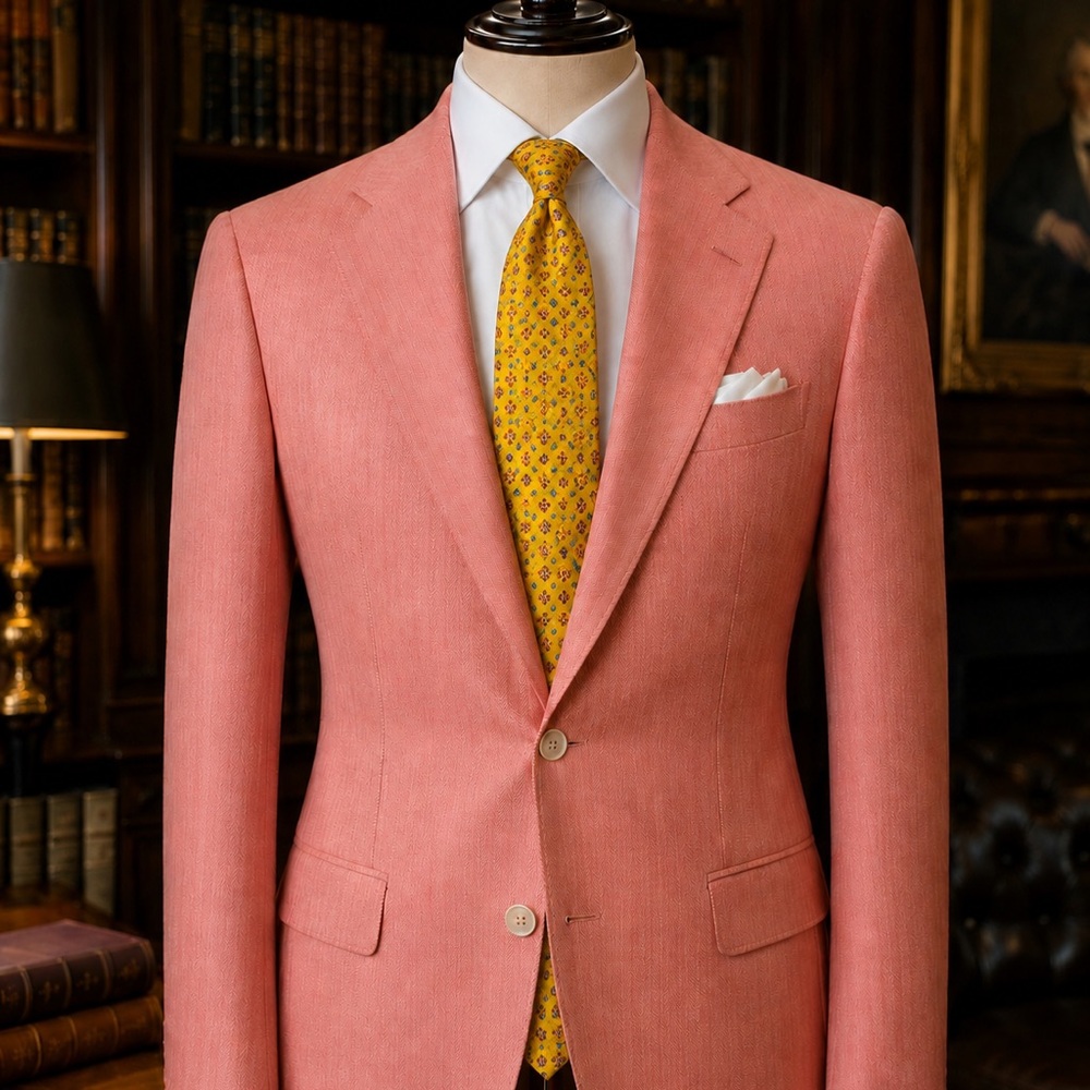 Kiton Napoli  Coral Herringbone Sport Coat  in Luxurious Cashmere
